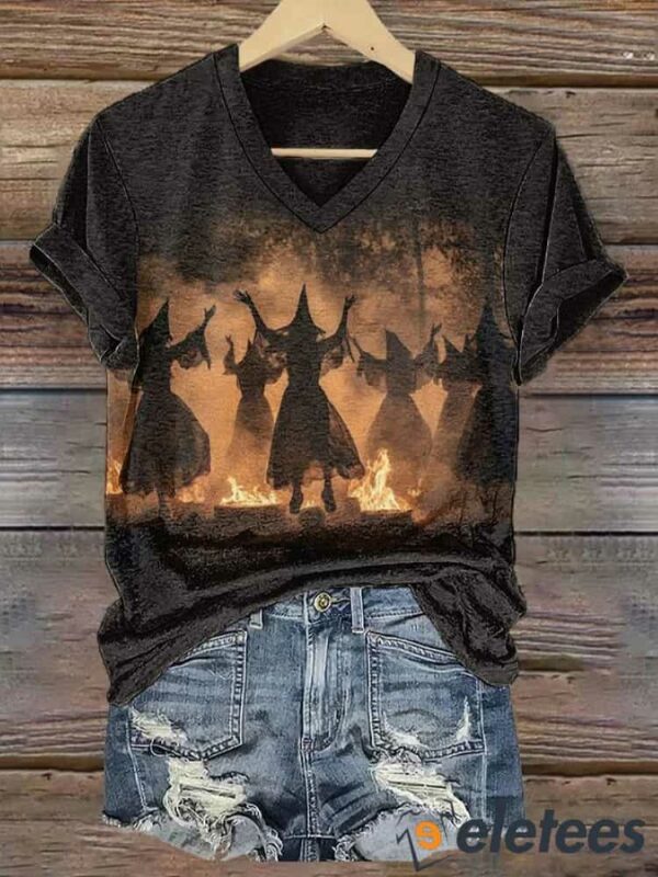 Women’s Halloween Witches Of The Forest Print T-Shirt