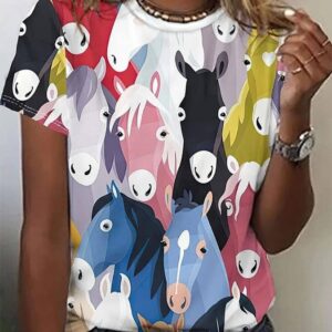 Womens Horse Art Print T shirt