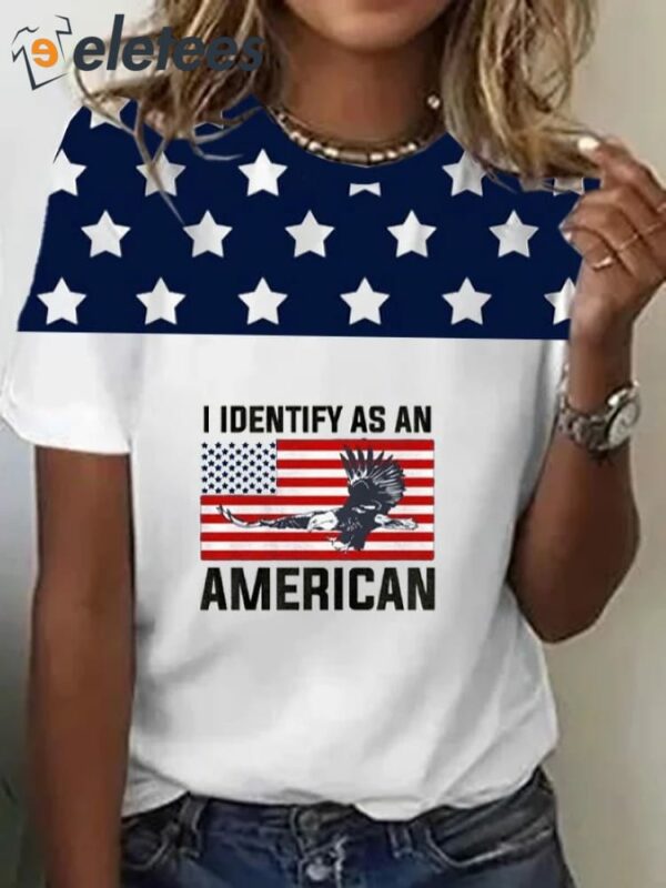 Women’s Independence Day Flag Print Everyday Round Neck T-Shirt
