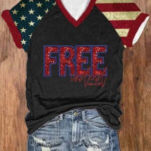 Womens Independence Day Free Indeed John 8 36 Print T Shirt1
