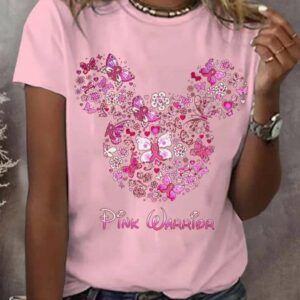 Women's Pink Ribbon Breast Cancer Awareness Print T-Shirt