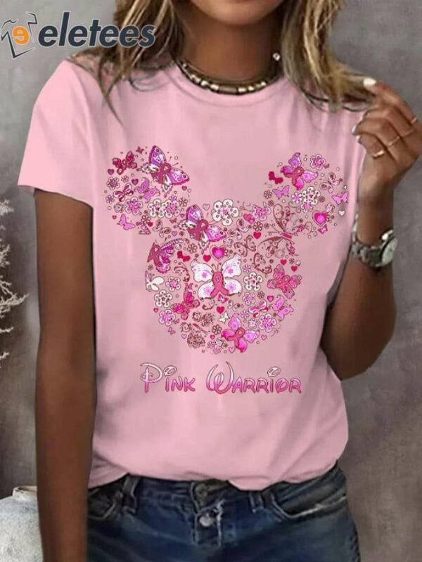 Women’s Pink Ribbon Breast Cancer Awareness Print T-Shirt