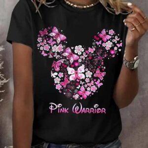 Womens Pink Ribbon Breast Cancer Awareness Print T Shirt 2