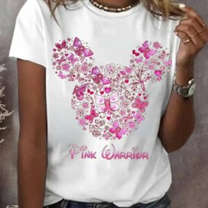 Womens Pink Ribbon Breast Cancer Awareness Print T Shirt 3
