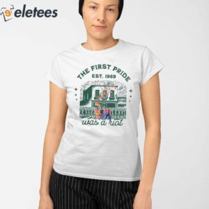 Womens The First Pride Was A Riot Rainbow LGBTQ V neck T shirt 2