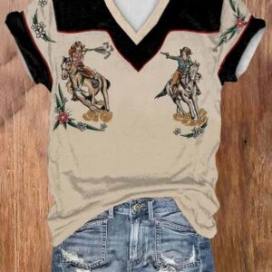 Women’s Western Tribal Retro Print T-Shirt