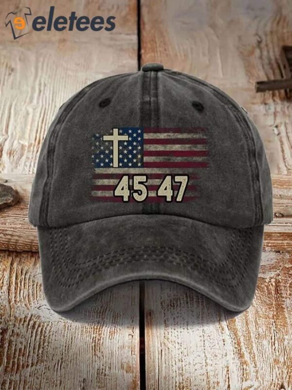 45 47 Cross Flag Printed Hat