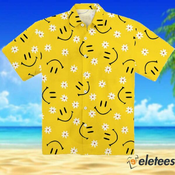 Casual Hawaiian Smiley And Daisy Print Short Hawaiian Shirt