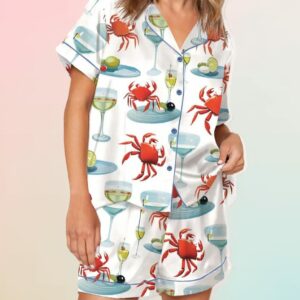 Crab And Martini Satin Pajama Set1