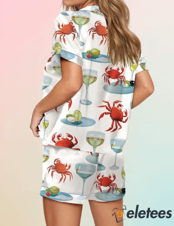 Crab And Martini Satin Pajama Set