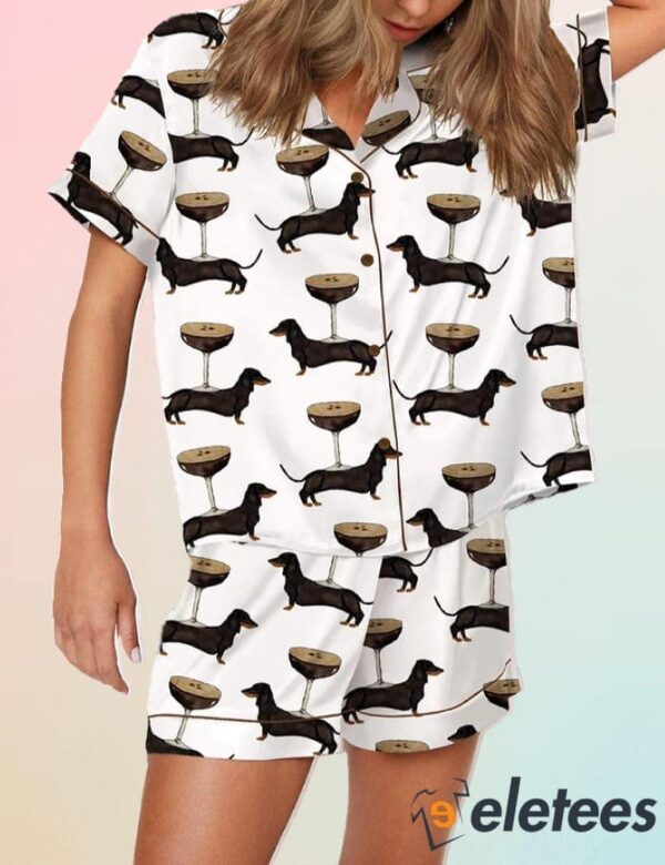 Espresso Martini Dachshund Satin Pajama Set