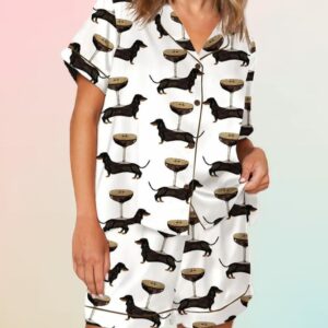 Espresso Martini Dachshund Satin Pajama Set1