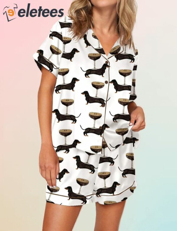 Espresso Martini Dachshund Satin Pajama Set