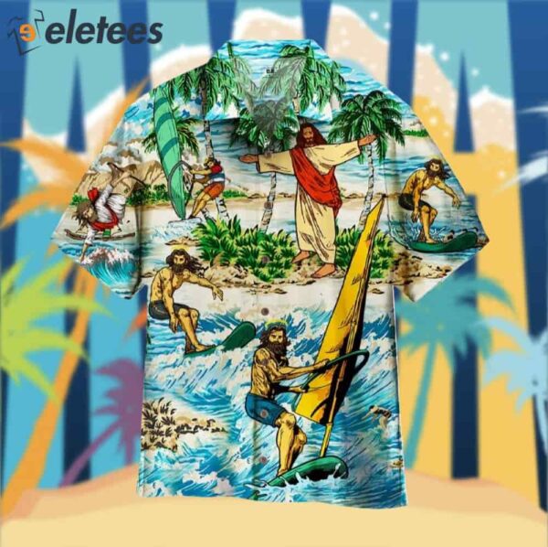 Funny God Surfing Summer Tropical Hawaiian Shirt