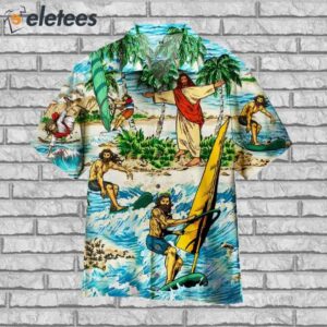 Funny God Surfing Summer Tropical Hawaiian Shirt1