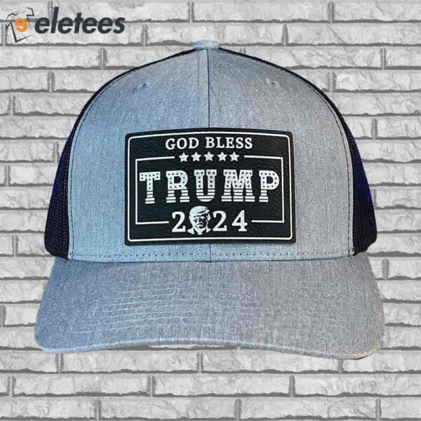 GOD BLESS TRUMP 2024 SnapBack Trucker Leather