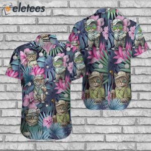 Golf Funny Cat Playing Golf Kiss My Putt Tropical Golf Lover Hawaiian Shirt1