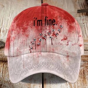 I’m Fine Bloody Halloween Printed Hat