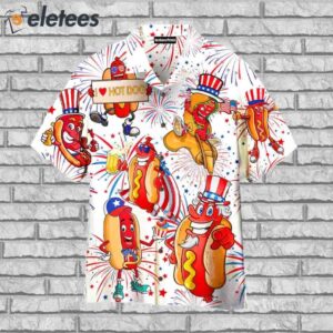 Independence Day 4th of July Funny Hot Dog American Flag Hawaiian Shirt1