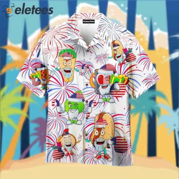 Independence Day 4th of July Funny Hot Dog Hawaiian Shirt