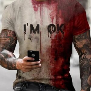 Men’s Bloody Halloween I’m Ok Print T-Shirt