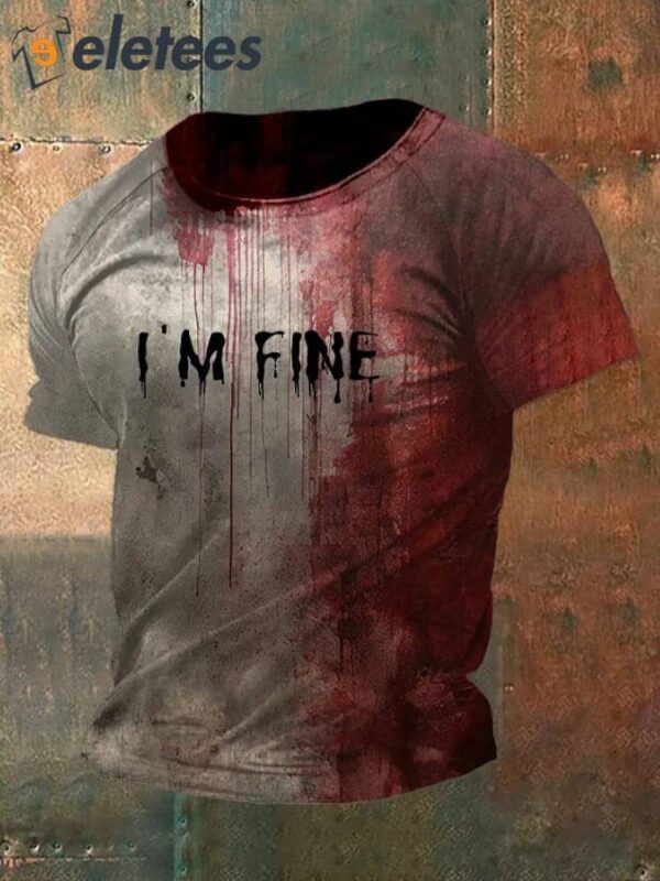 Men’s Bloody I’m Fine Halloween Print Raglan T-Shirt