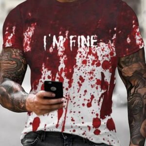 Men’s Bloody I’m Fine Halloween Print T-Shirt