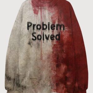 Mens Bloody Problem Solved Halloween Print Crew Neck Sweatshirt1