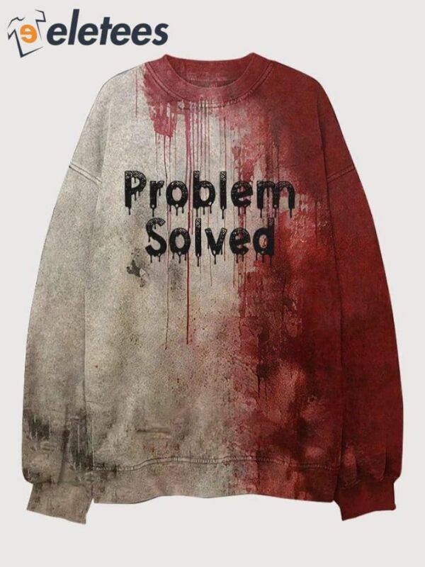 Men’s Bloody Problem Solved Halloween Print Crew Neck Sweatshirt