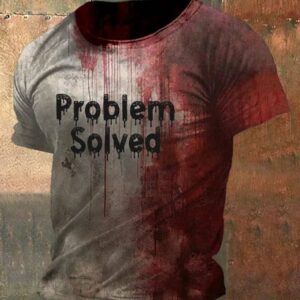 Mens Bloody Problem Solved Halloween Print T Shirt