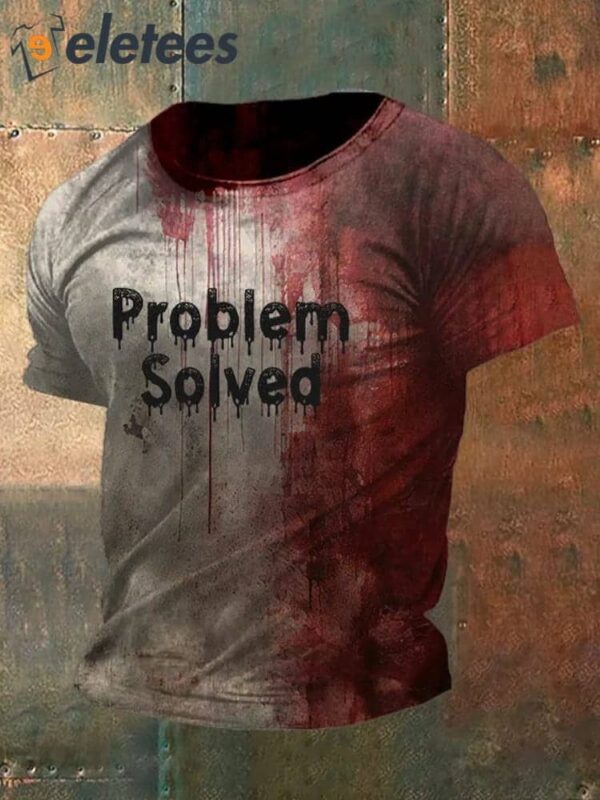 Men’s Bloody Problem Solved Halloween Print T-Shirt