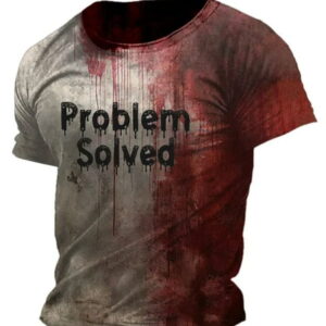 Mens Bloody Problem Solved Halloween Print T Shirt1