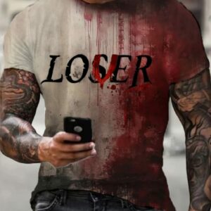 Men’s Halloween Bloody Loser Print T-Shirt