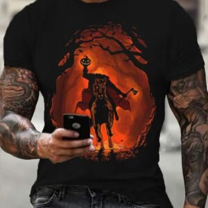 Mens Halloween Headless Horseman Print T Shirt1