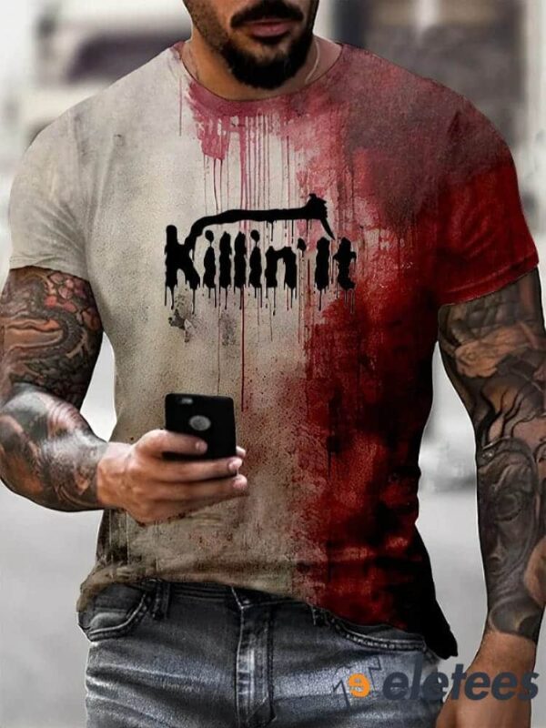 Men’s Halloween Killin It Bloody Print Casual T-Shirt