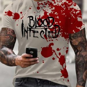 Men’s With Halloween Blood Print Short Sleeve T-shirt