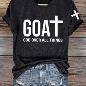 Retro GOAT God Over All Things Print T Shirt