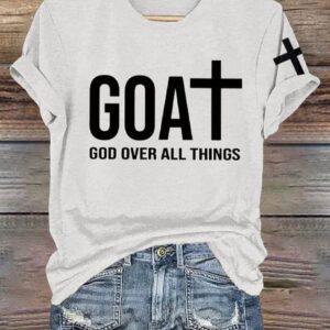 Retro GOAT God Over All Things Print T Shirt1