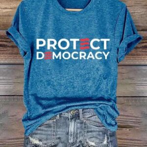 Retro Protect Democracy Print T Shirt