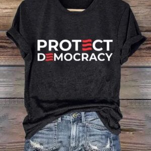 Retro Protect Democracy Print T Shirt1