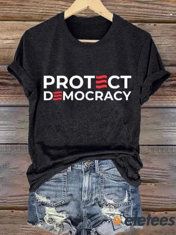 Retro Protect Democracy Print T-Shirt