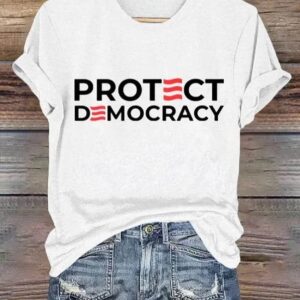 Retro Protect Democracy Print T Shirt2