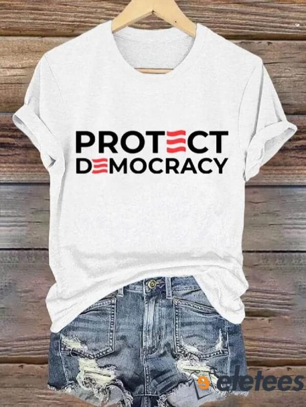 Retro Protect Democracy Print T-Shirt