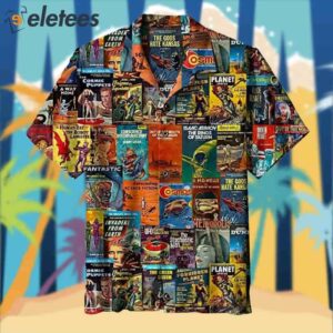 Retro Science Fiction Collage Hawaiian Shirt