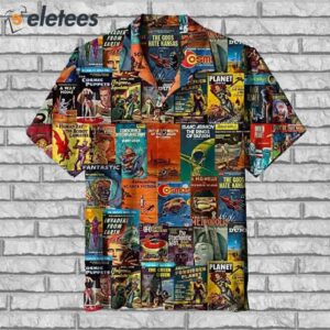Retro Science Fiction Collage Hawaiian Shirt1