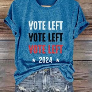 Retro Vote Left 2024 Print T Shirt