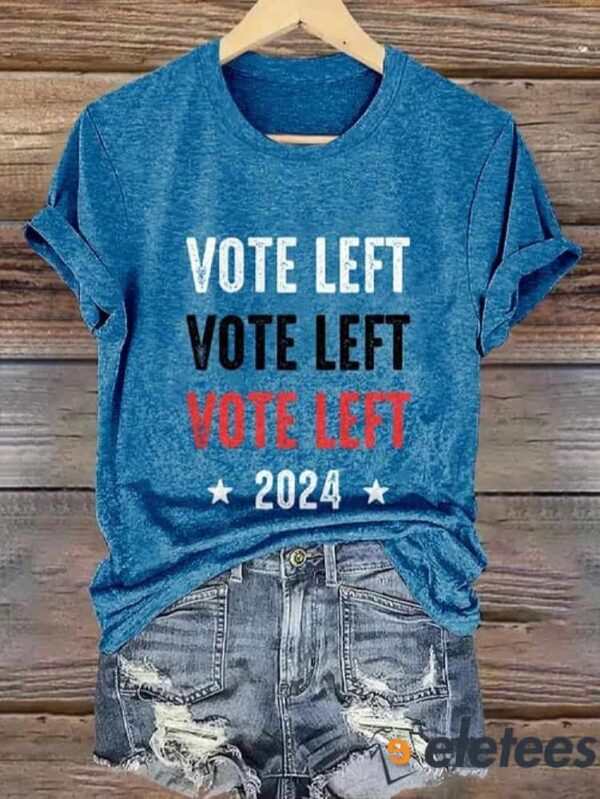 Retro Vote Left 2024 Print T-Shirt