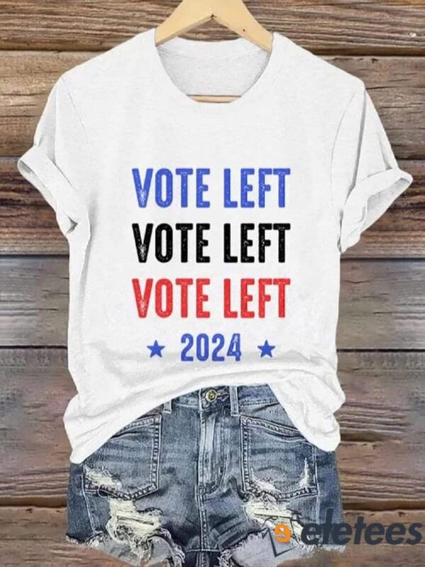 Retro Vote Left 2024 Print T-Shirt