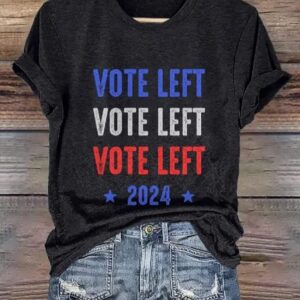 Retro Vote Left 2024 Print T Shirt2