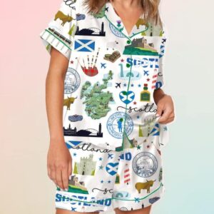 Scottish Travel Holiday Satin Pajama Set1